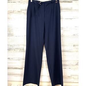 St. John Sport Womens 6 Navy Blue Belted Dress Pants Designer Work Trousers